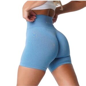 NVGTN Pro Seamless Shorts Sky Blue High Rise Biker Gym Workout Lifting EUC